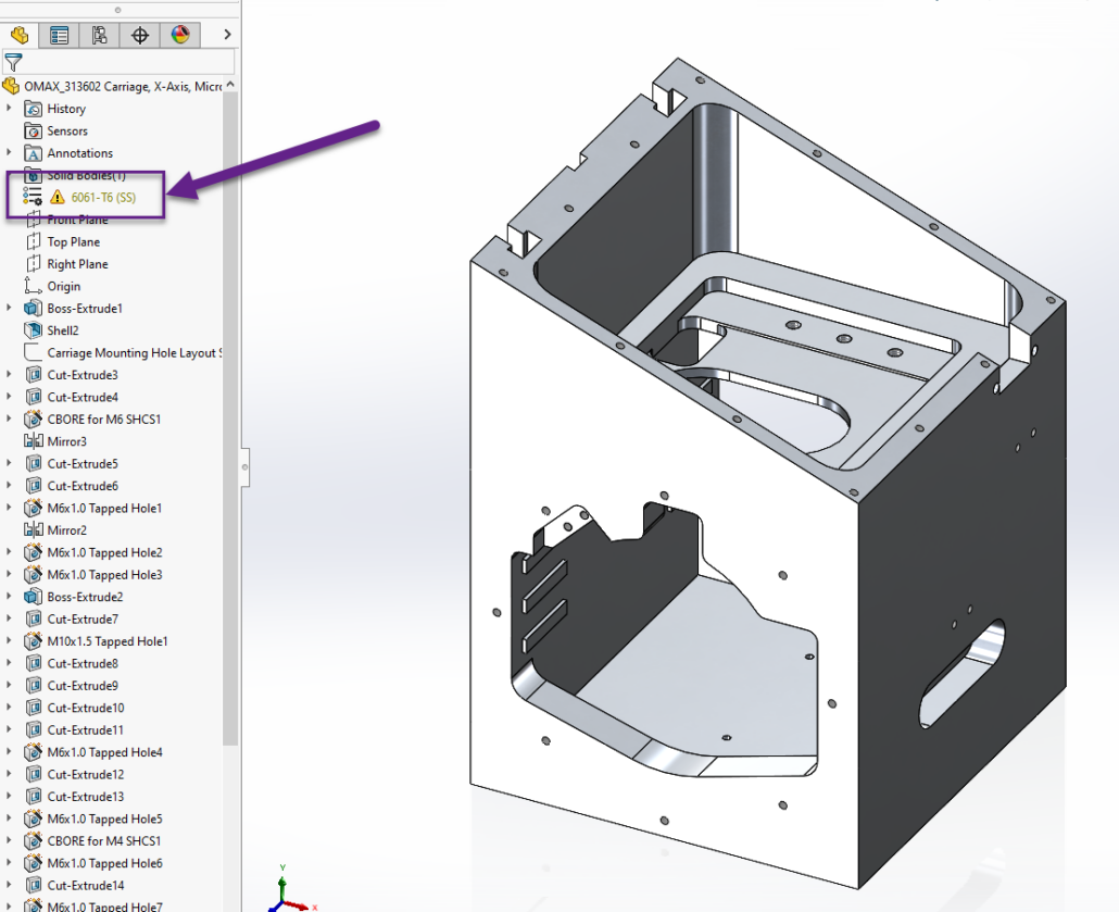 Technical Tip SOLIDWORKS Material Fehlermeldung Warnung