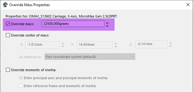 Technical Tip SOLIDWORKS Material Fehlermeldung Override Mass Properties