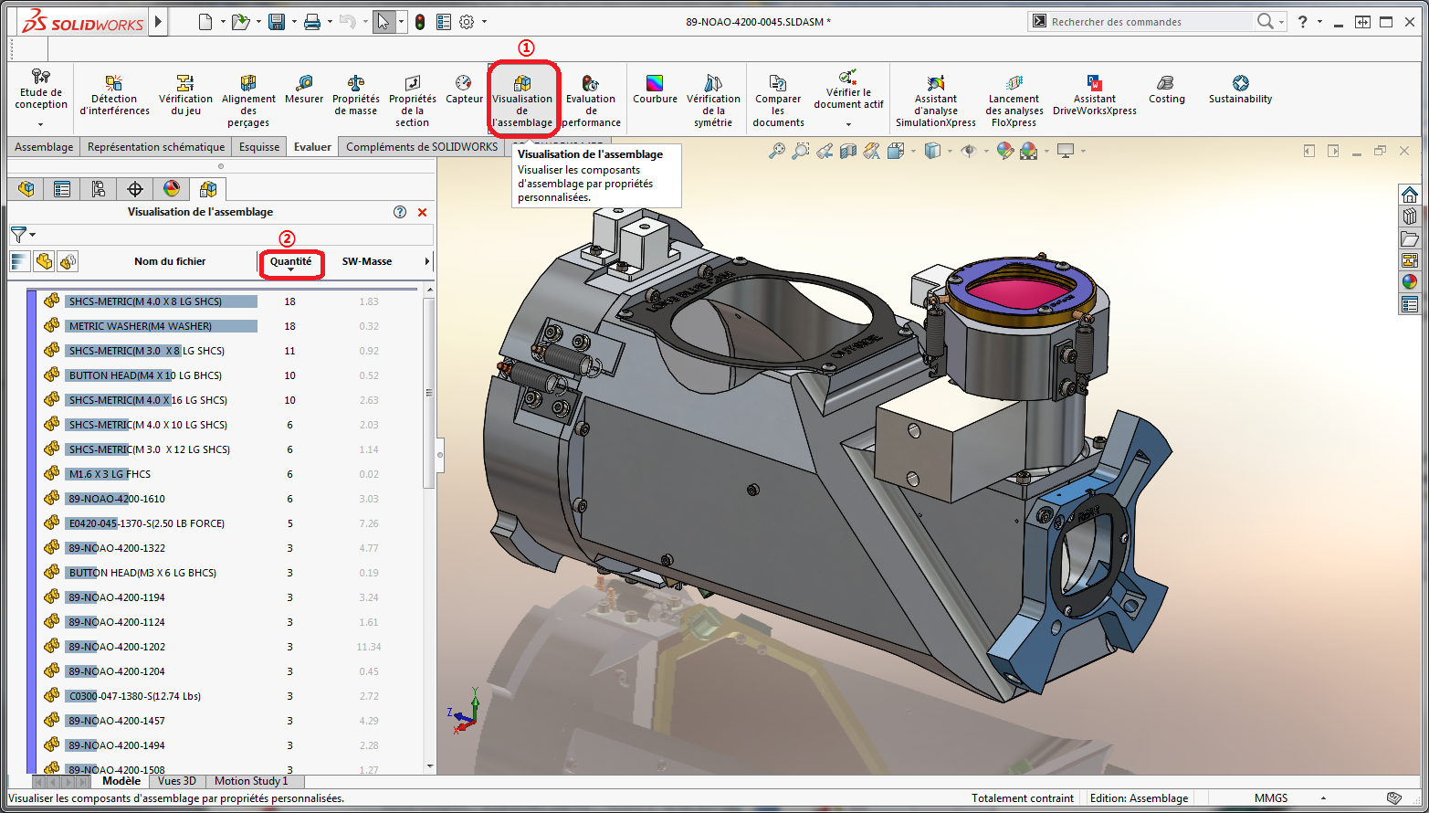 visualisation assemblage solidworks