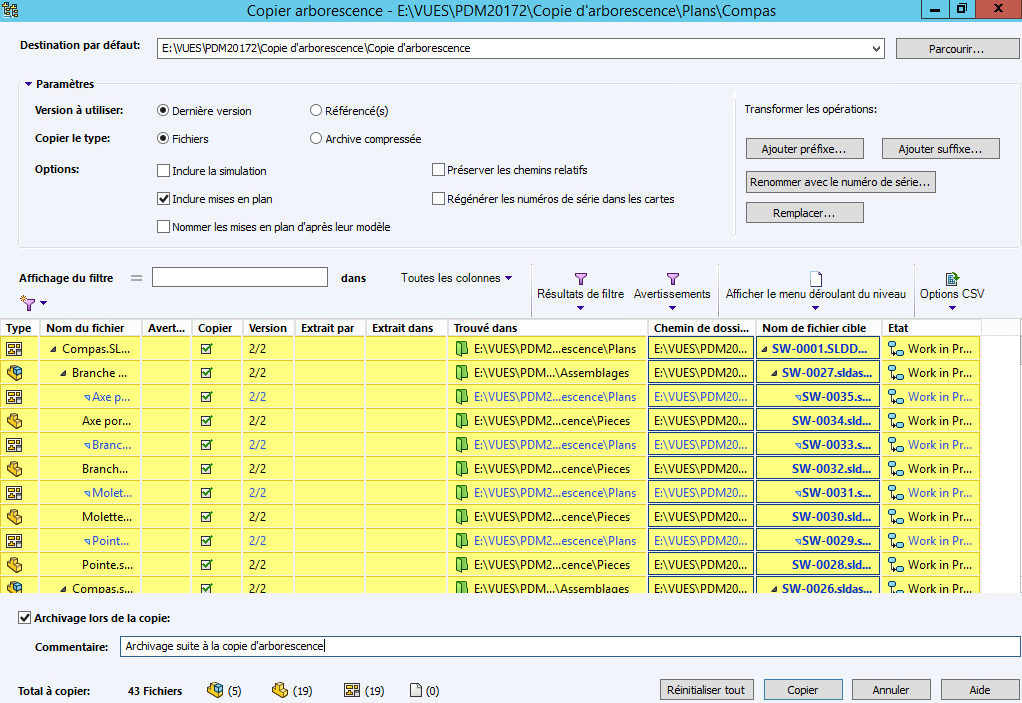 copie d'arborescence solidworks pdm