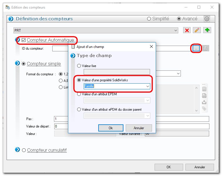 compteurs automatiques myCADtools SOLIDWORKS