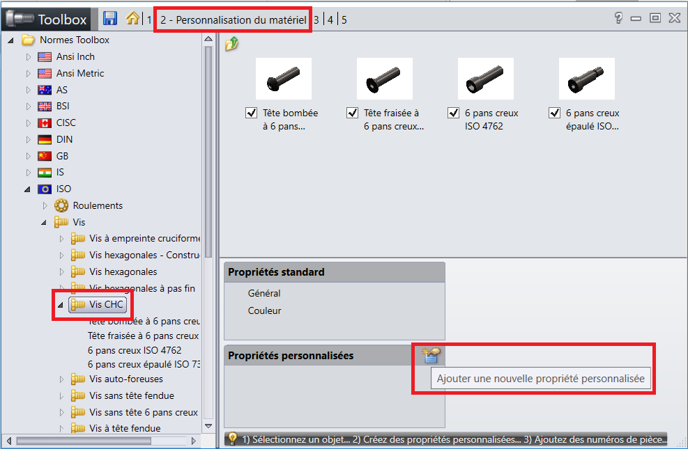 SOLIDWORKS Toolbox 1 - Menu Toolbox - Personnalisation du materiel