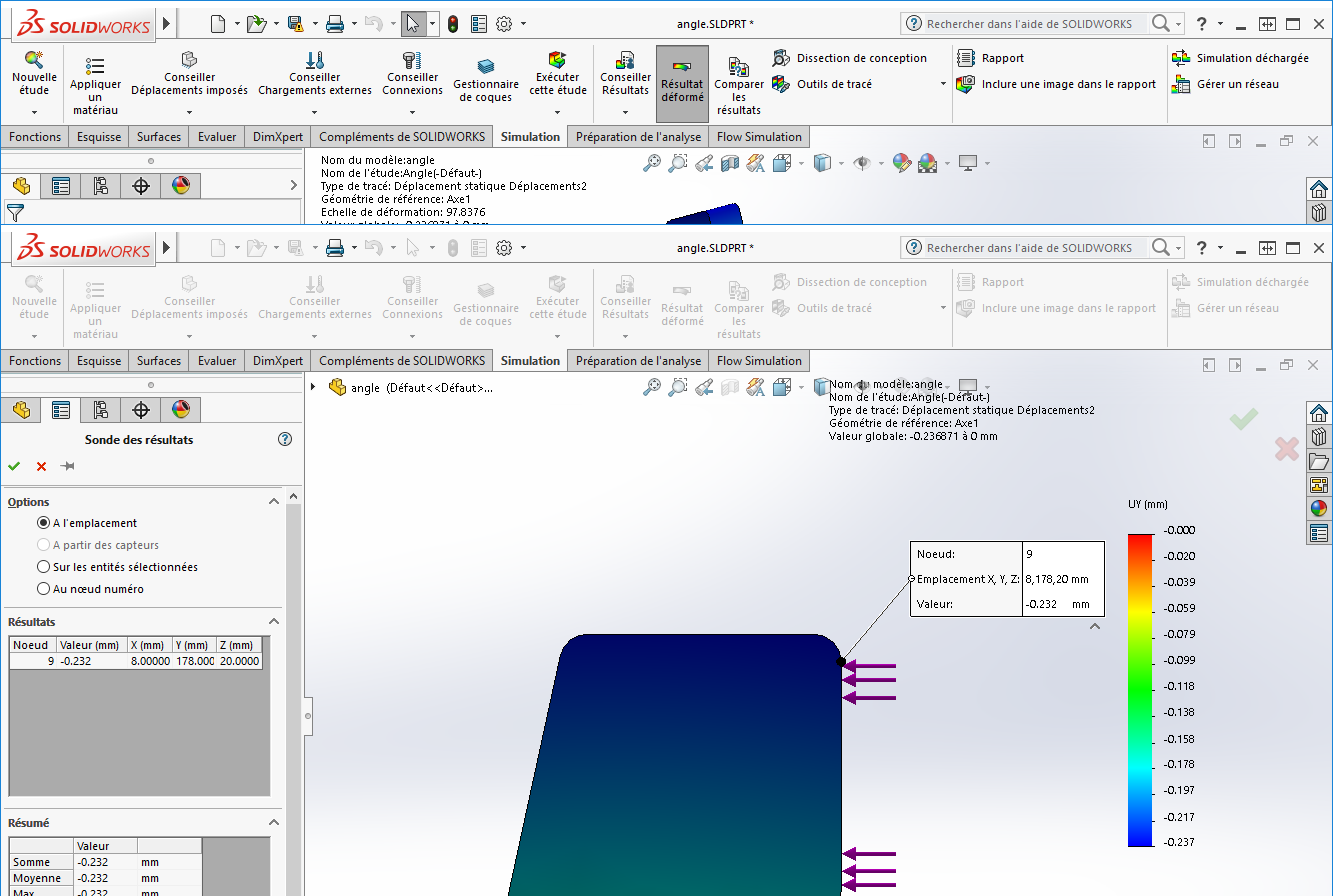 ANGLE DE DÉFORMATION SOLIDWORKS SIMULATION :