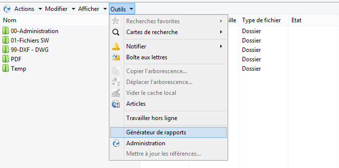 générateur de rapports solidworks pdm