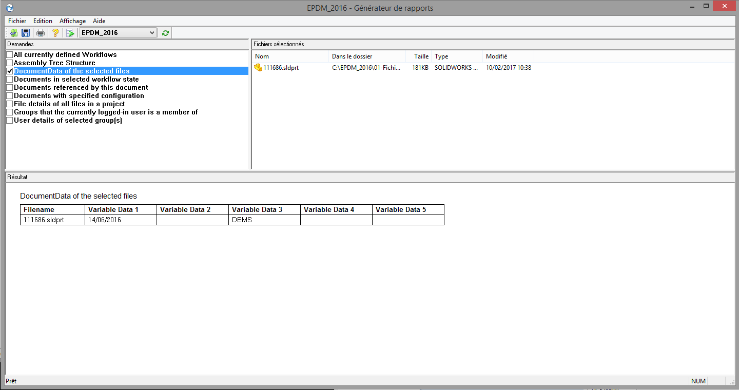 générateur de rapports solidworks pdm