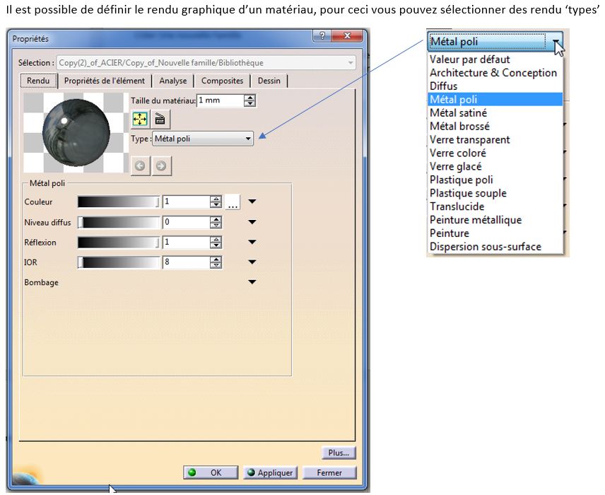 catalogue de matières catia