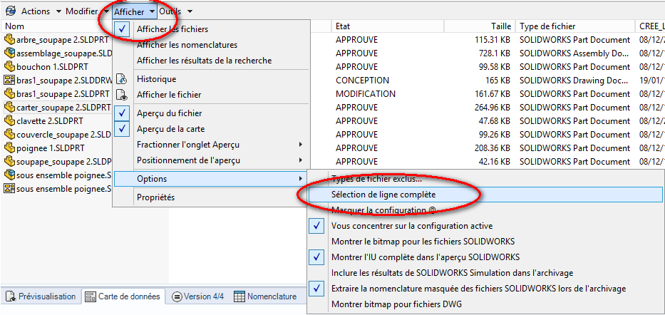 personnaliser les menus PDM Pro