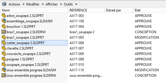 personnaliser les menus PDM Pro