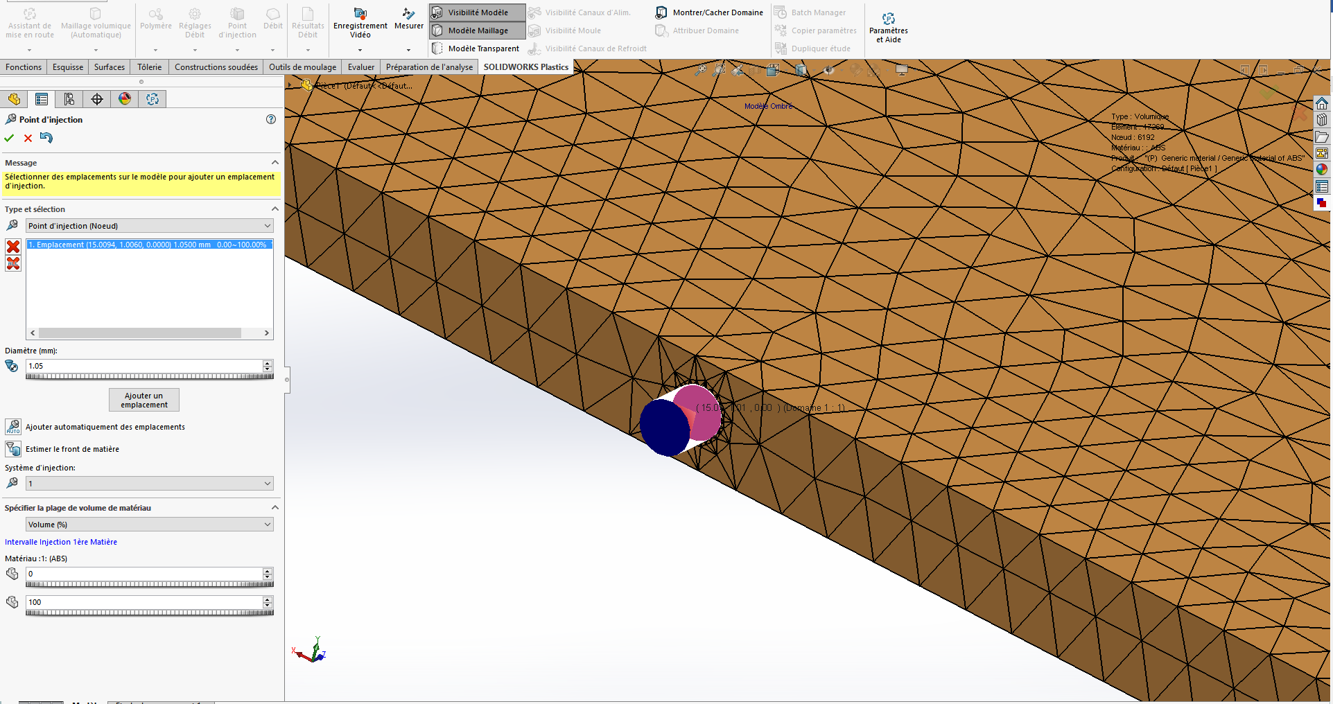 simulation d'injection solidworks plastics