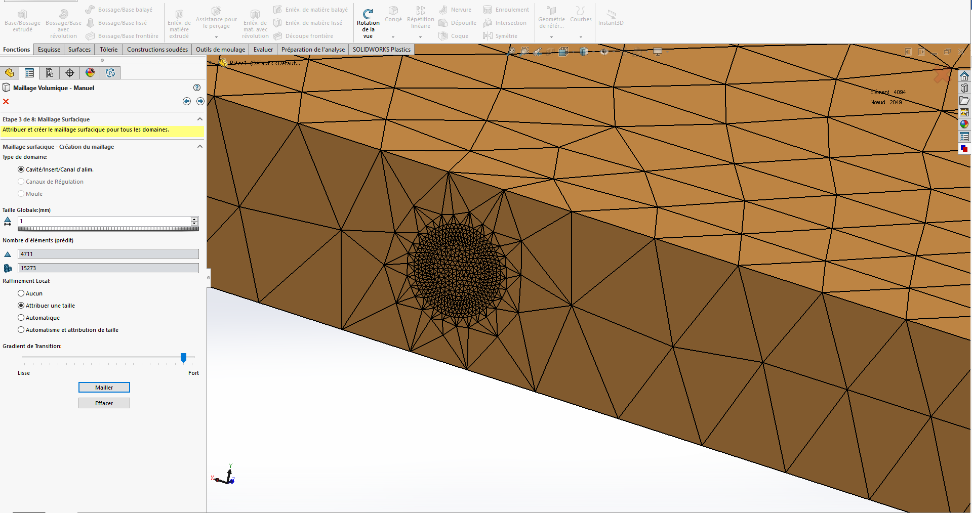 simulation d'injection solidworks plastics